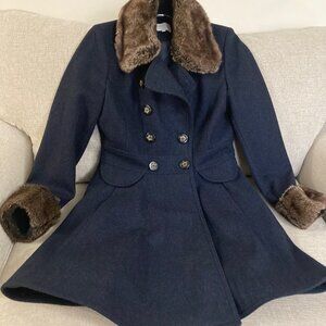 NEW Laundry by Shelli Segal Navy Wool Blend Coat Size 6